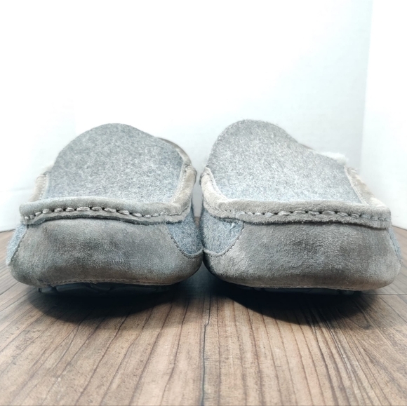 UGG Slippers Ascot Wool Gray Suede Moc Toe Moccasin Slip On Loafer Lined Men's 8 - Picture 3 of 16